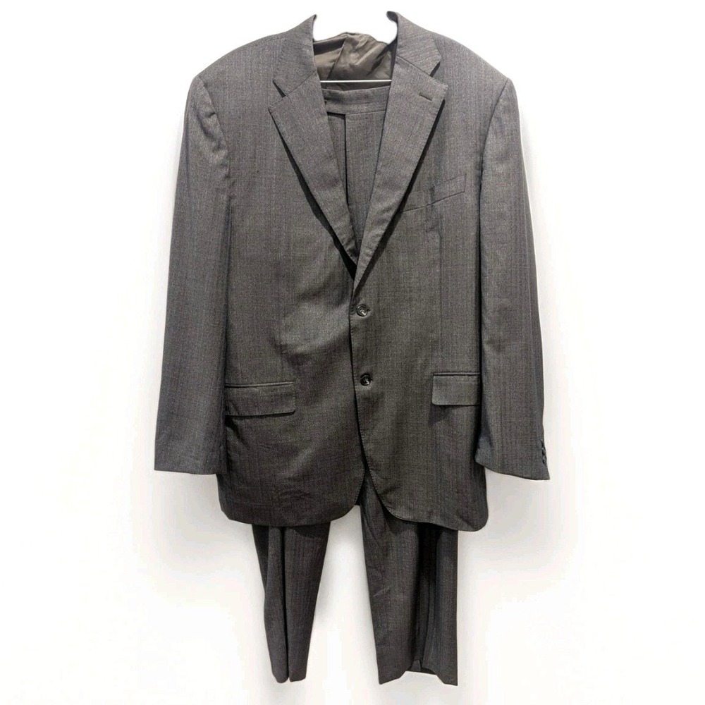 Luxury Canali Gray Pinstripe Wool Suit 56L (46L X 38) Made Italy Business Formal